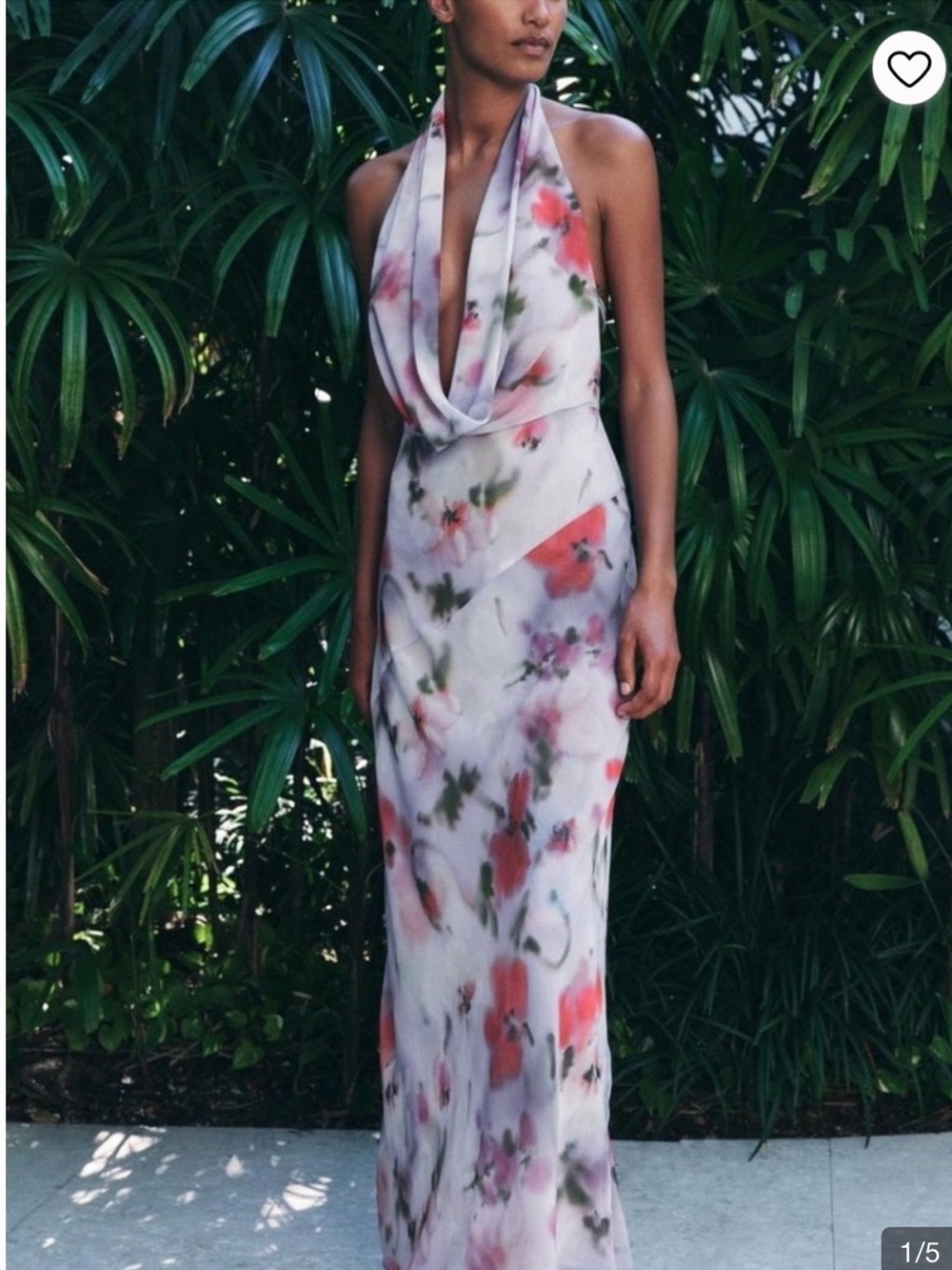 XS Zara Blue Floral Wrap Maxi Dress Open Back Plunge Wedding Guest Size